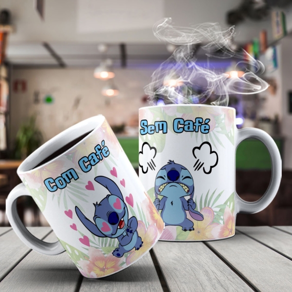 Caneca de Porcelana Decorada - Stich Com Café - Sem Café - Image 2