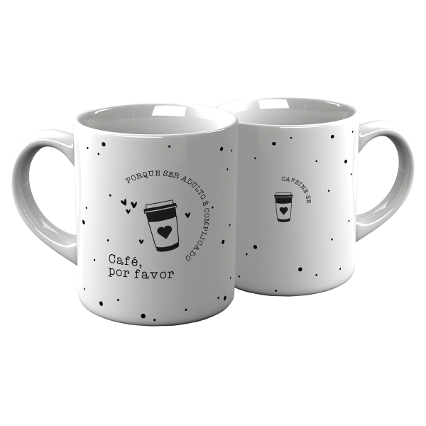 Caneca de Porcelana Decorada - Porque Ser Adulto é Complicado, Café por favor!
